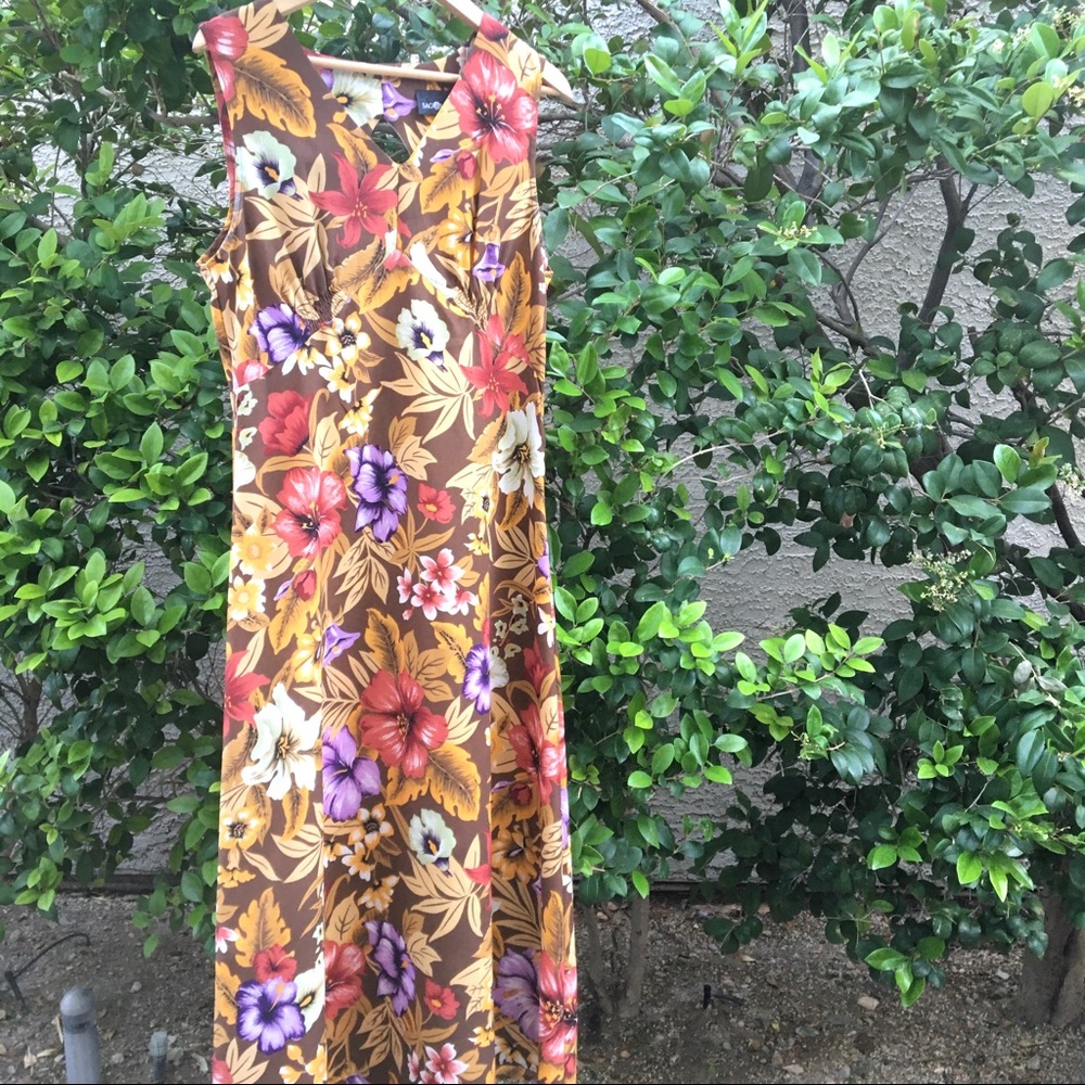 Sag Harbor cottage core floral maxi dress orange pink purple